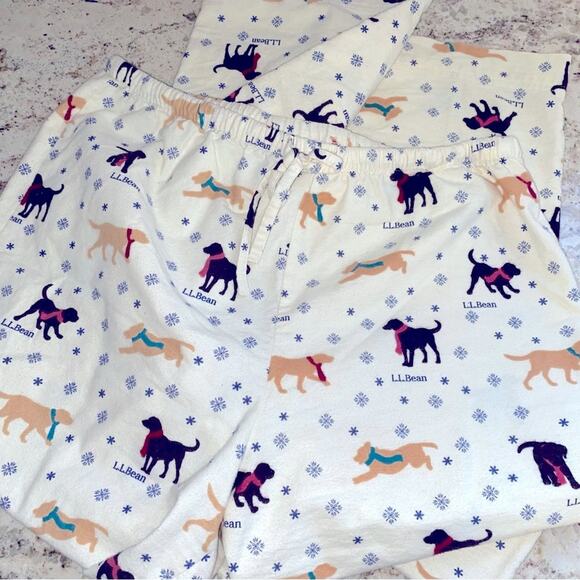 LL Bean Retriever Dog Print Flannel Pajama Pant Lounge Pant MED EUC - Picture 8 of 14